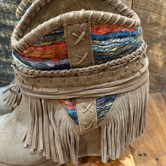 Naughty Monkey Multicolor Fringed Heeled Boots - Picture 2 of 12